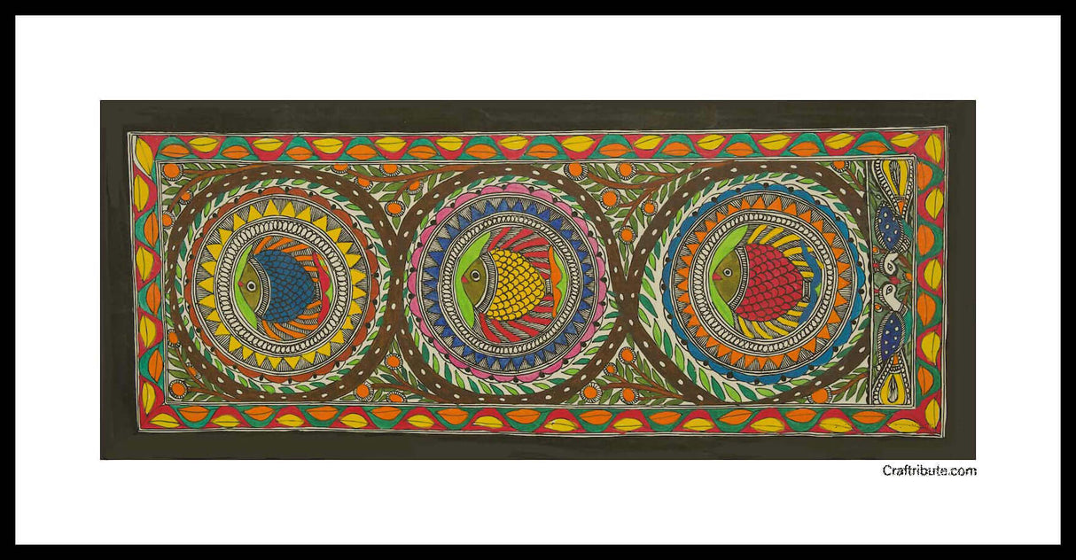 Madhubani Painting – Fish -Centre of Life