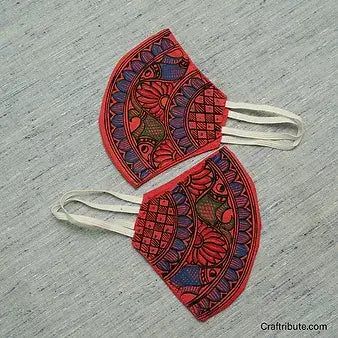 Handpainted Madhubani Mask – Fuchsia Pink