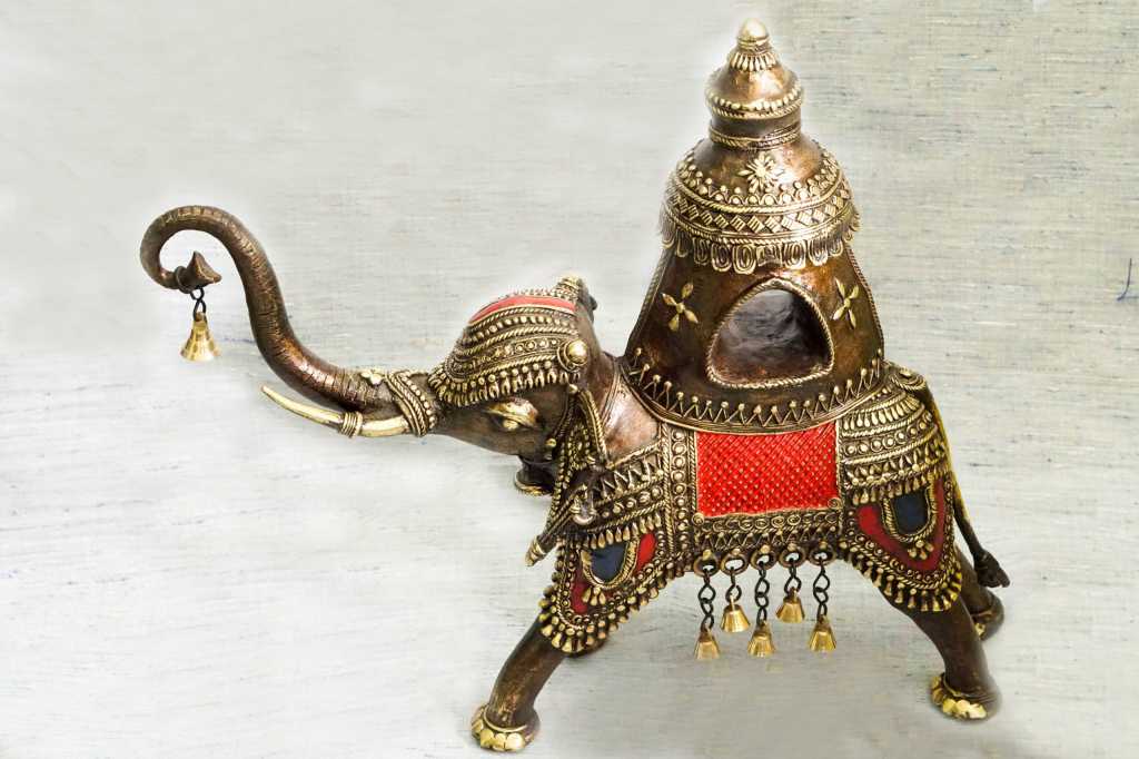 Craftribute Handcrafted Dhokra Royal Elephant with Howdah| 31 cm x 41 ...