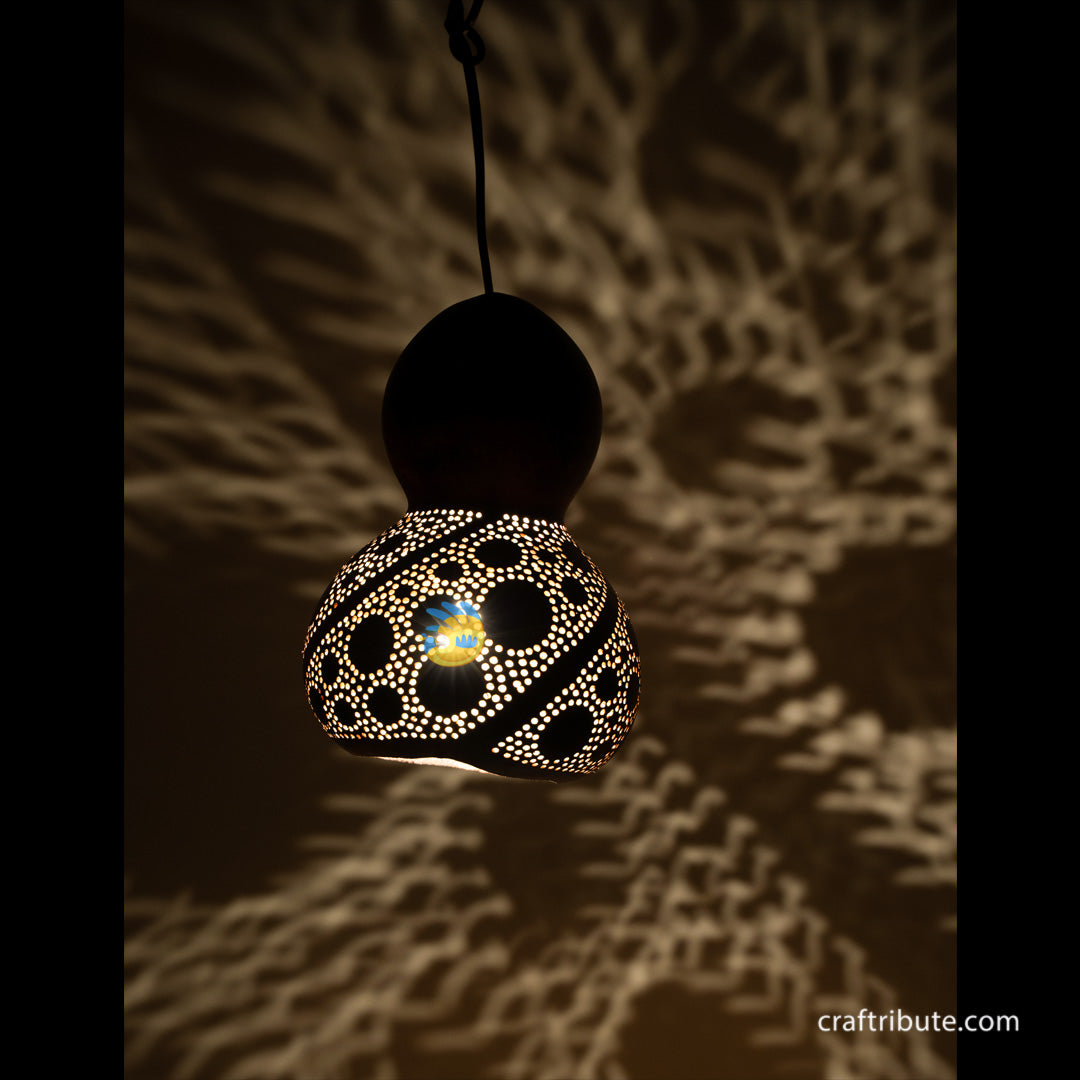 Tumba (Bottle Gourd Shell) Lamp – Circles