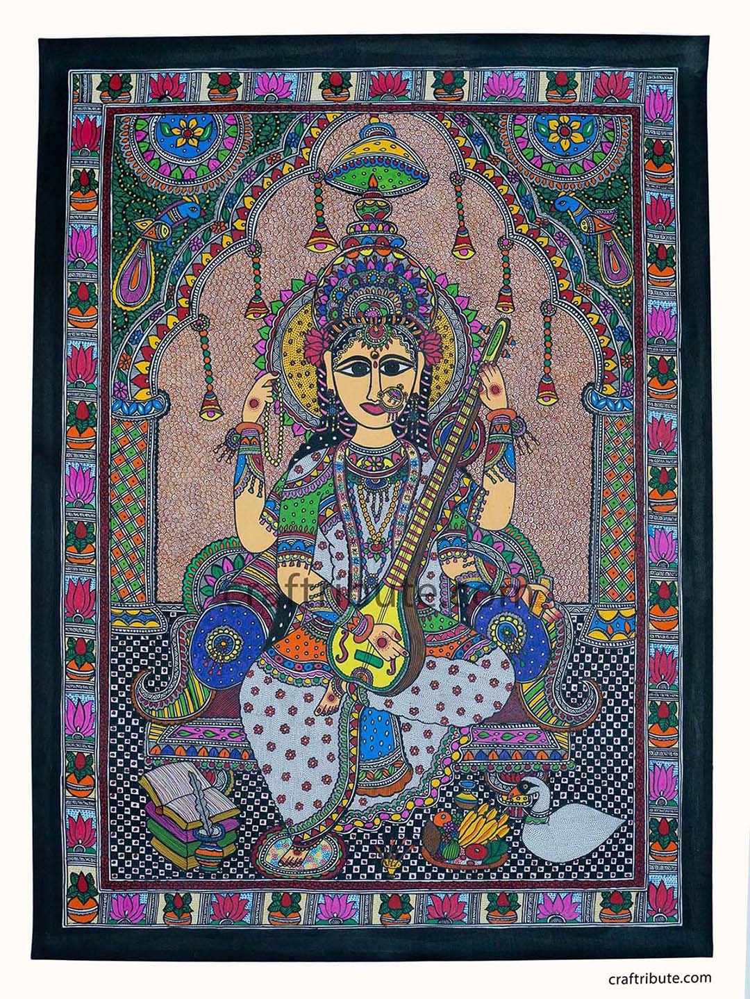 Madhubani Painting – Devi Saraswati