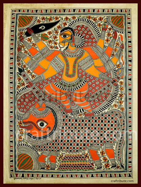 Madhubani Painting -Mahishasur Mardini