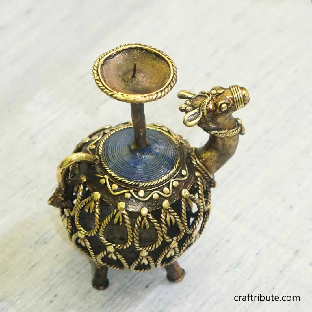 Dhokra Golu Camel Candle Holder
