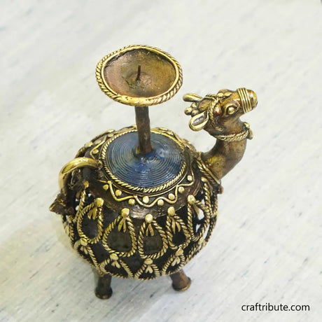 Dhokra Golu Camel Candle Holder