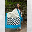 Pochampally Paagadu Bandhu (Double Ikat) Blue Dupatta with Checks
