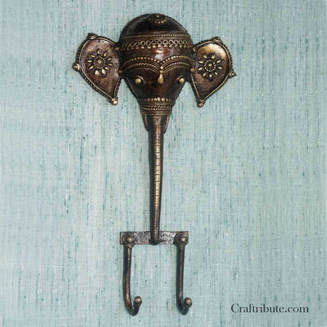 Dhokra Elephant face Hook