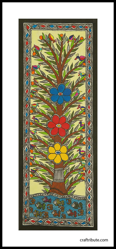 Madhubani Painting -Floating Flowers