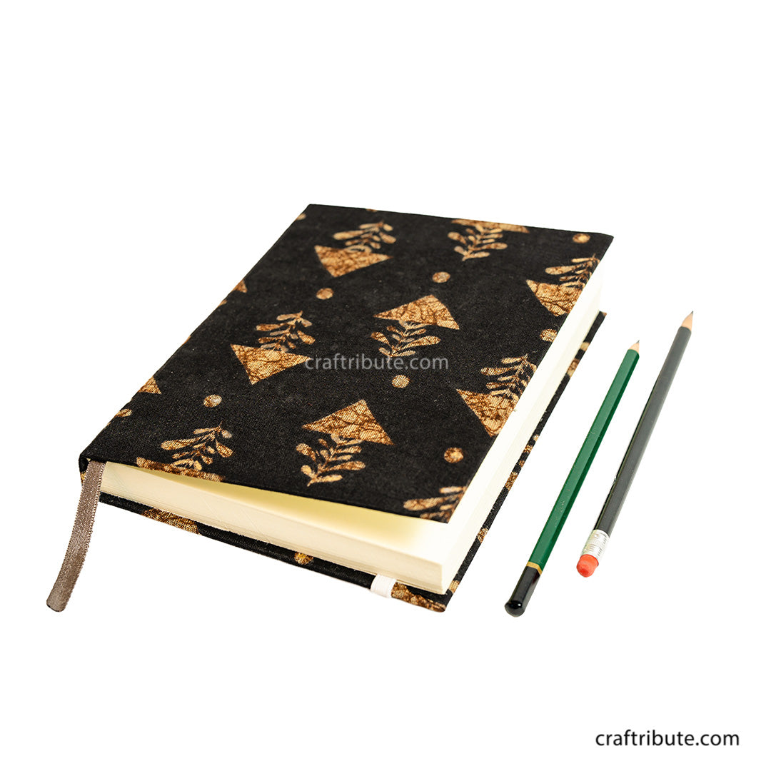 Handmade Paper Notebook | Craftribute | Ruled | 60 Pages | Golden Triangles | 15 cm x 20 cm x 2 cm