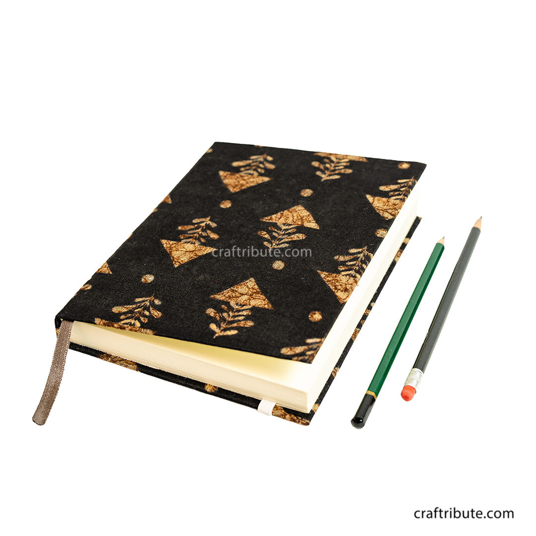 Handmade Paper Notebook with Ruled pages –Golden Triangles