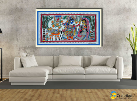 Madhubani Painting – Radha Krishna in Brindavan