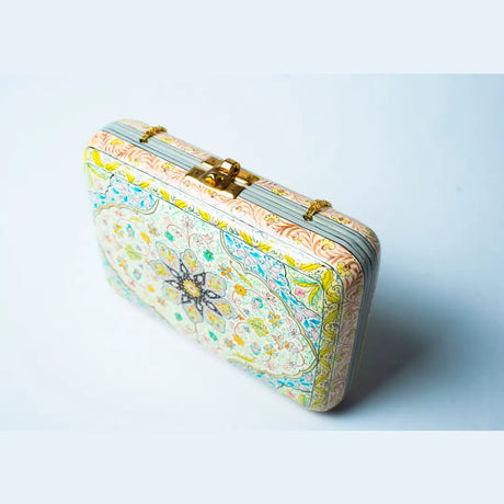 Hand painted Kashmir Naqashi Clutch – Flower Buti