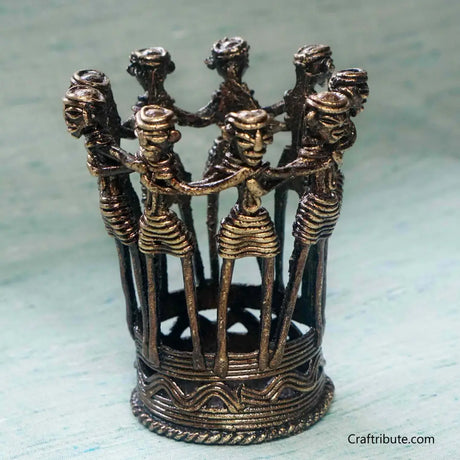 Handcrafted Dhokra Tribal Dance Pen Stand