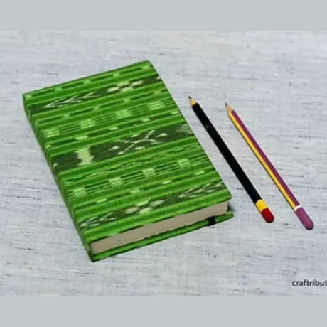 Handmade-Paper-Notebook-with-elastic-band-_-Green-Pochampalli-Patola-Single-Ikat