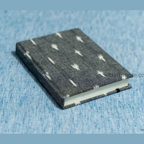 Handmade Paper Notebook with elastic band – Grey Ikat