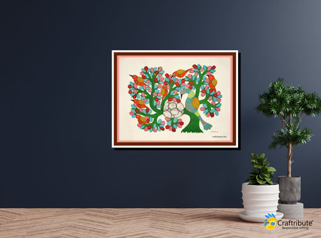 Gond Painting – Bird in the nest