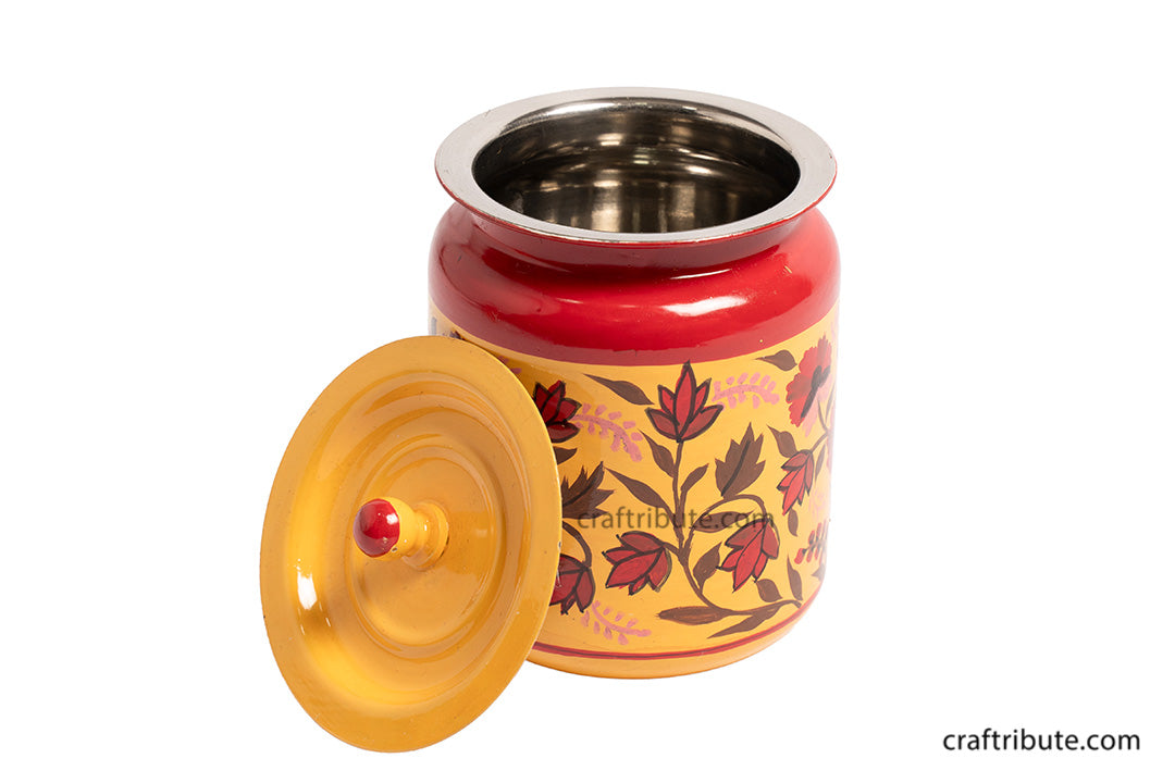 Hand painted Naqashi Steel Container with Lid