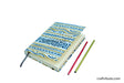 Handmade Paper Notebook with waves design and  ruled pages and an elastic band