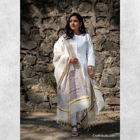 Madhubani Kerala Silk Dupatta
