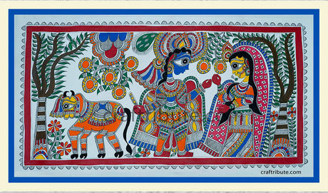 Madhubani Painting – Radha Krishna in Brindavan