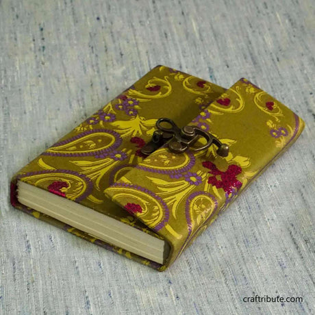 Notebook with a lock – Yellow & Purple Floral design