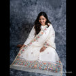 Chanderi Silk Dupatta with hand painted Madhubani designs depicting dancing peacocks