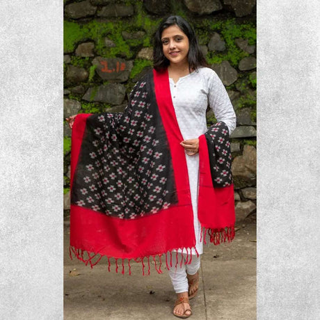 Pochampalli Patola (Double Ikat) Flowers Handloom Dupatta