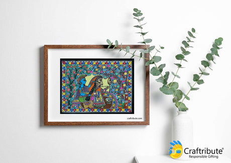 Madhubani Painting – Radha Krishna Reflection