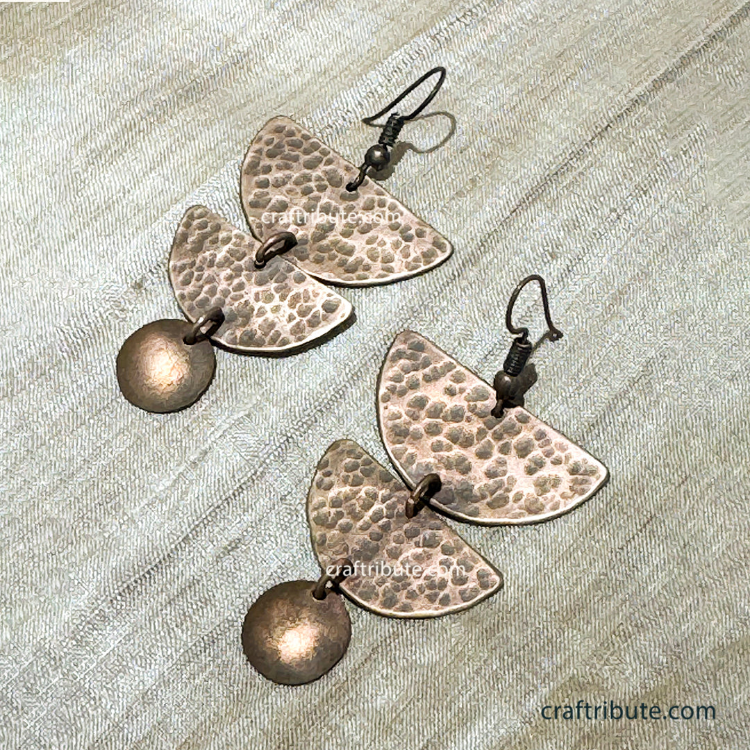 Handcrafted Copper Earrings | Craftribute | 3 Semi Circles