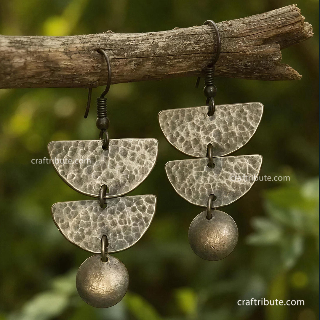 Handcrafted Copper Earrings | Craftribute | 3 Semi Circles