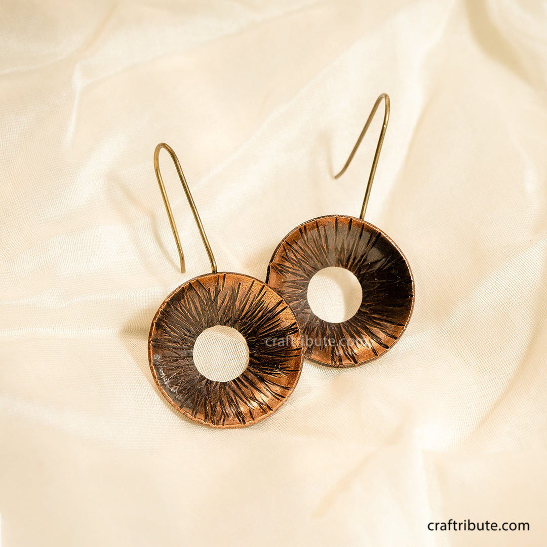 Handcrafted Copper earrings| Craftribute | Circle with Texture