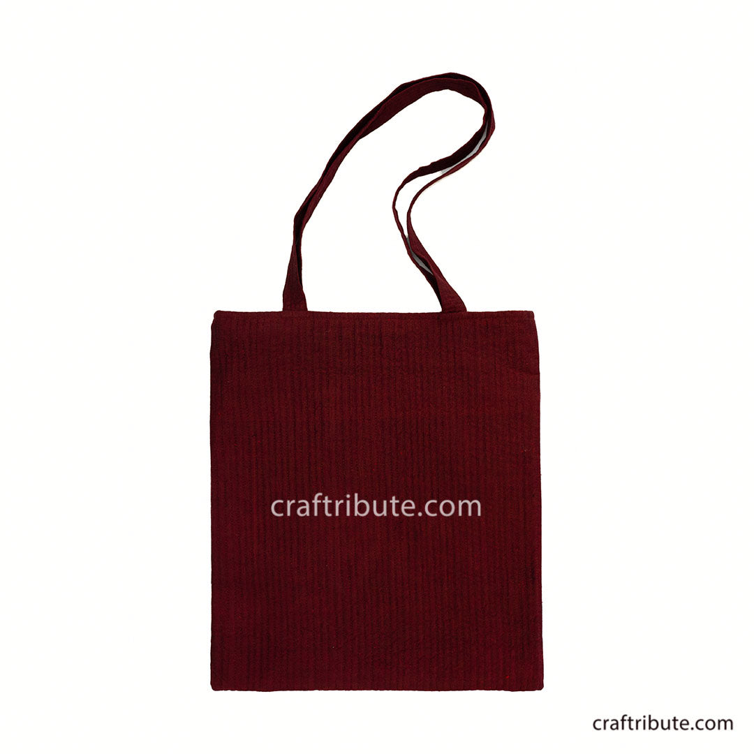 Back side of a hand embroidered Tote bag from Kutch