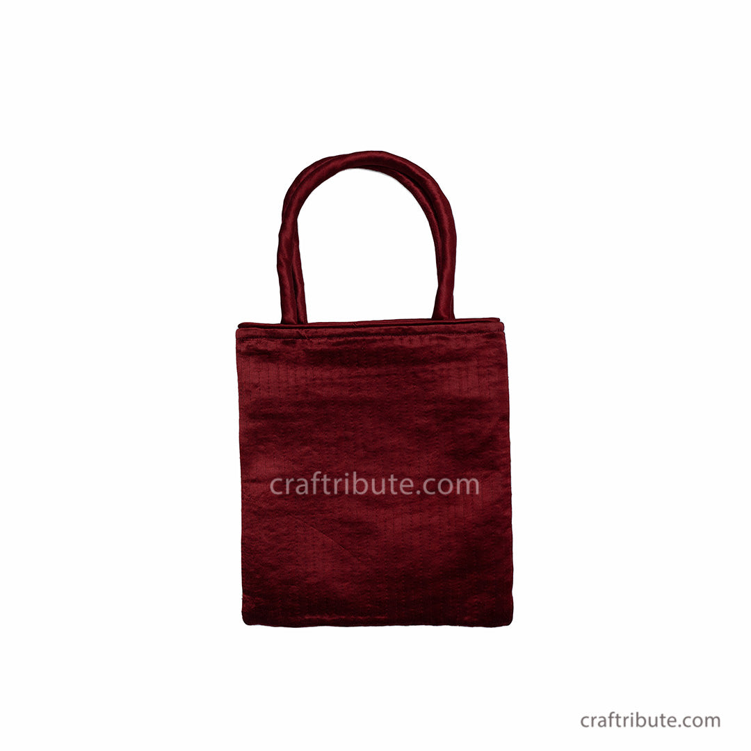 Backside of Neran Kutch Embroidery handbag