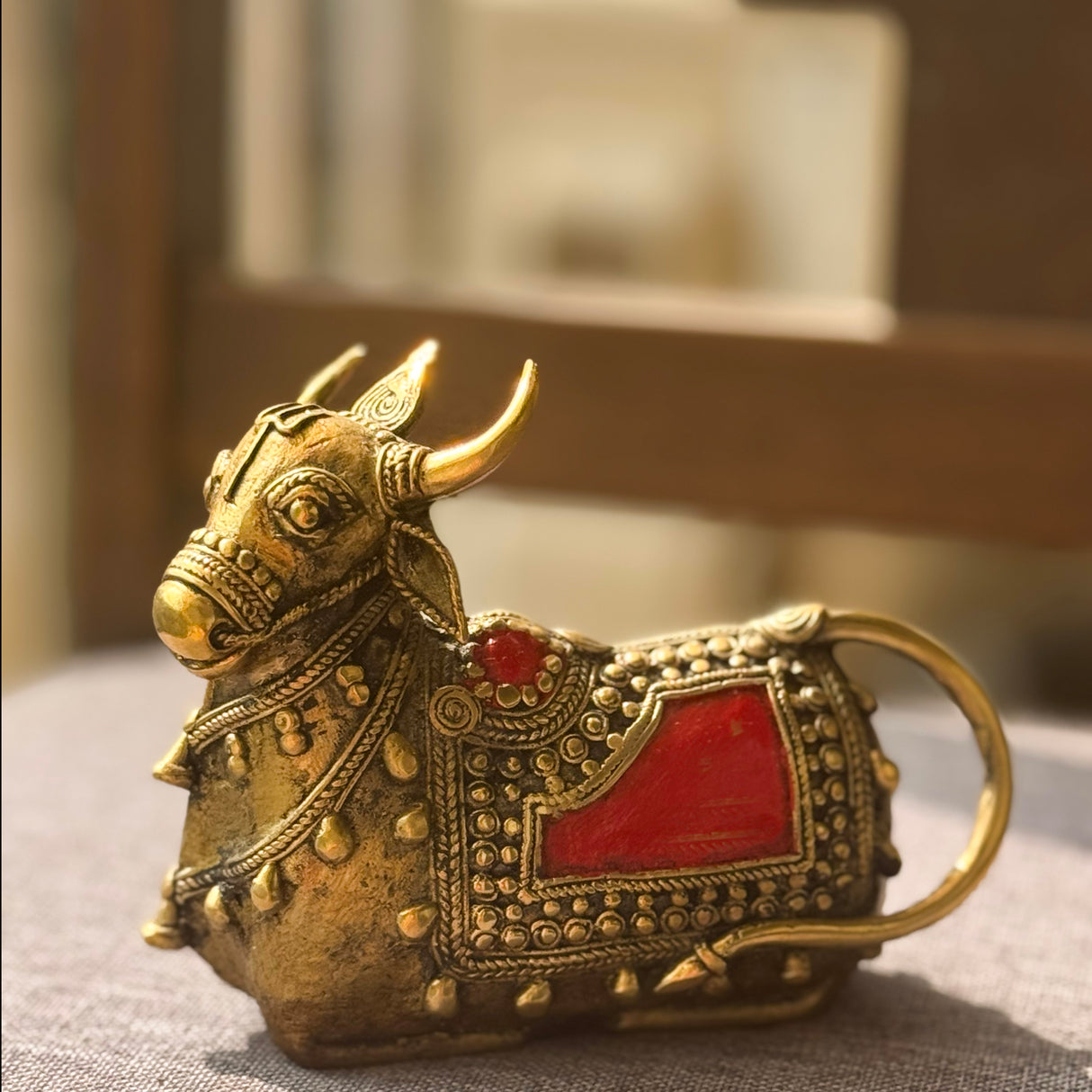 Decorative Nandi statue with intricate ornamentation and a beautiful finish