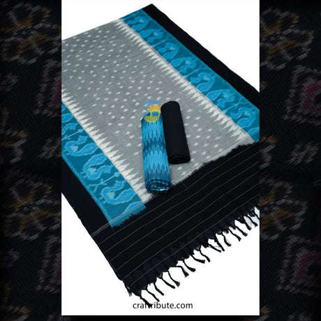 Pochampally Paagadu Bandhu (Double Ikat) Blue & Black Dress Material