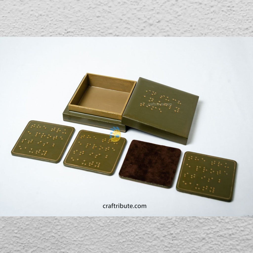 Hand painted Kashmir Naqashi Coasters – Braille