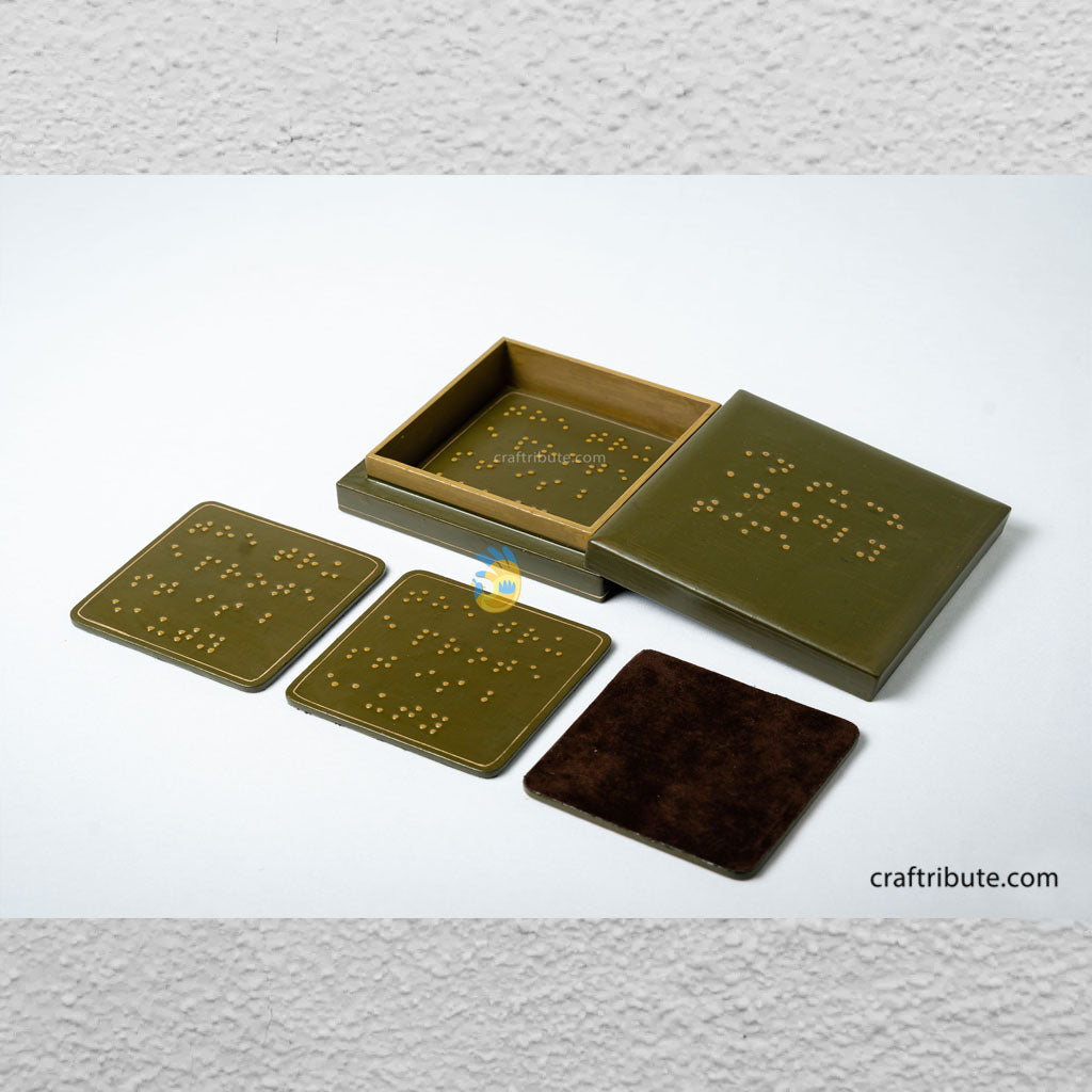 Hand painted Kashmir Naqashi Coasters – Braille