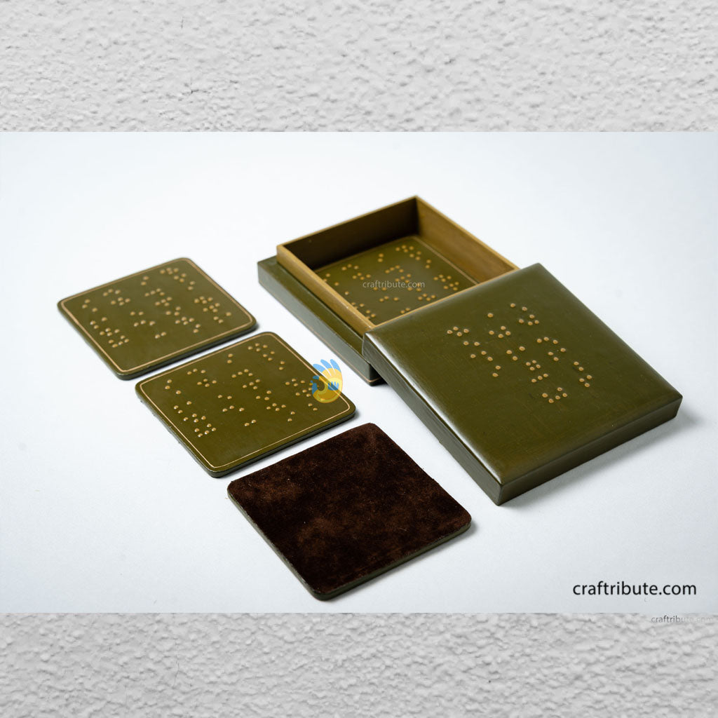 Hand painted Kashmir Naqashi Coasters – Braille