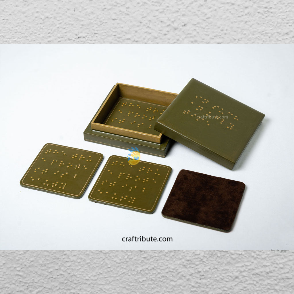 Hand painted Kashmir Naqashi Coasters – Braille
