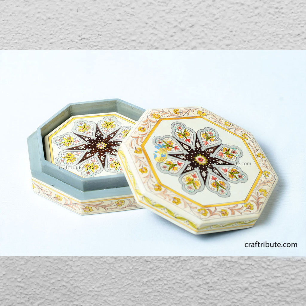 Hand painted Kashmir Naqashi Coasters – Floral Buti