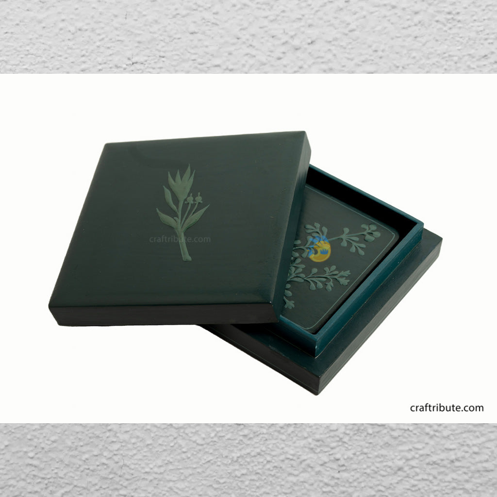 Hand painted Kashmir Naqashi Coasters – Foliage