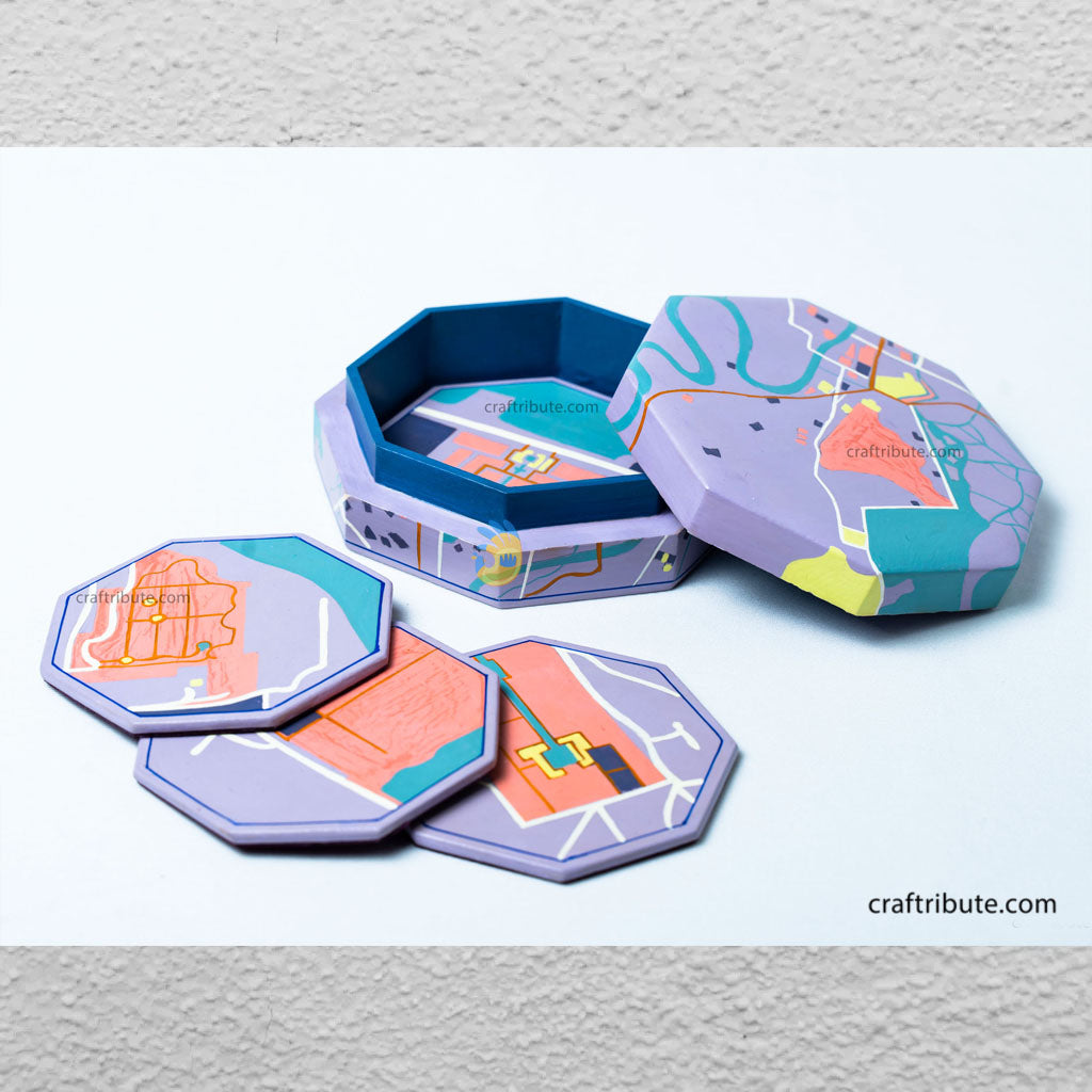 Hand painted Kashmir Naqashi Coasters – Srinagar