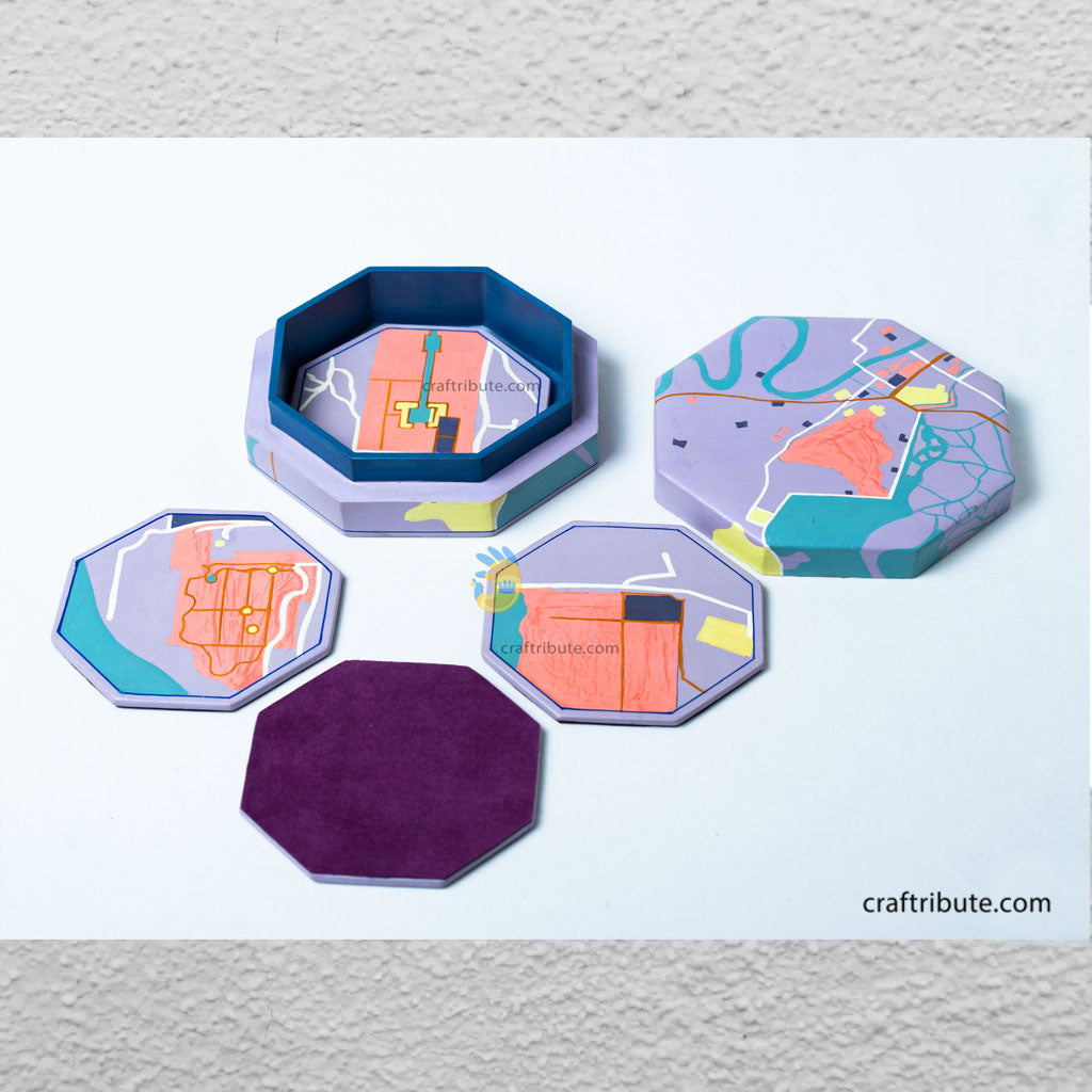 Hand painted Kashmir Naqashi Coasters – Srinagar