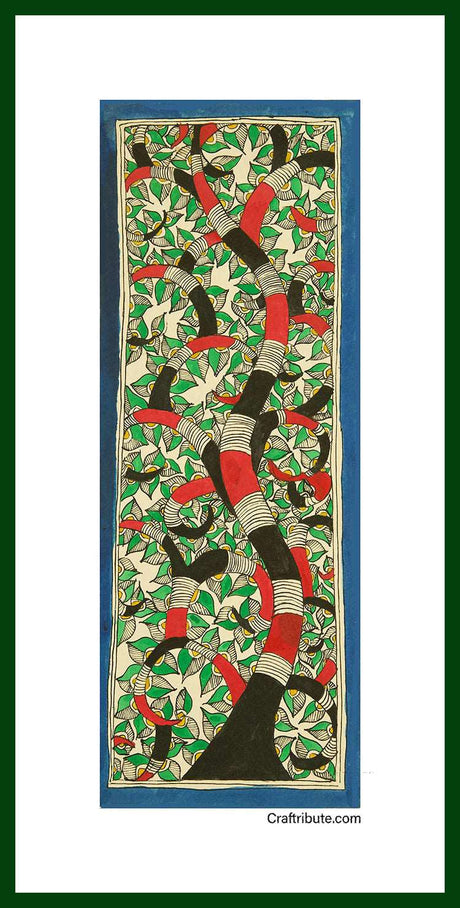 Madhubani Painting – Tree (Red and Black)