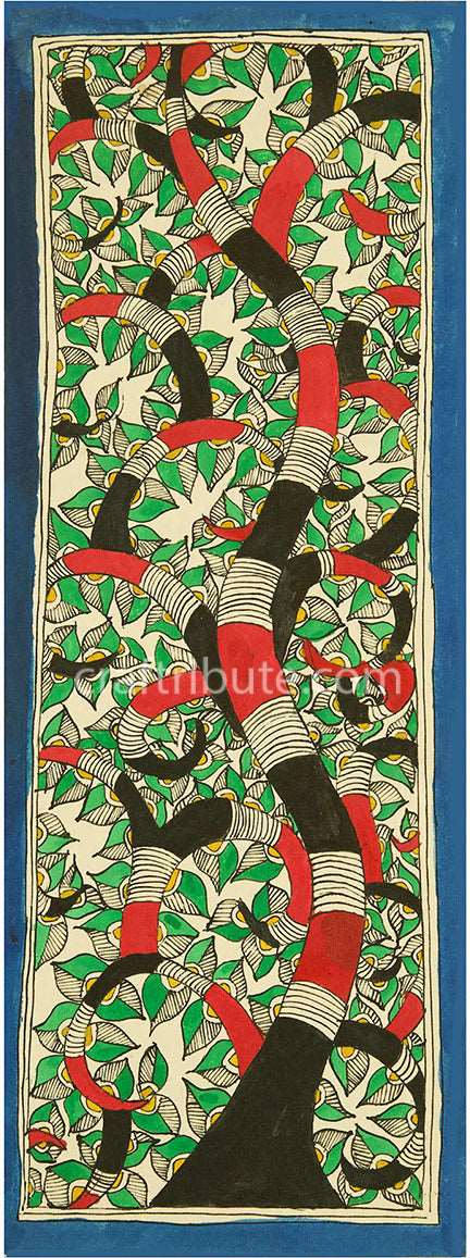 Madhubani Painting – Tree (Red and Black)