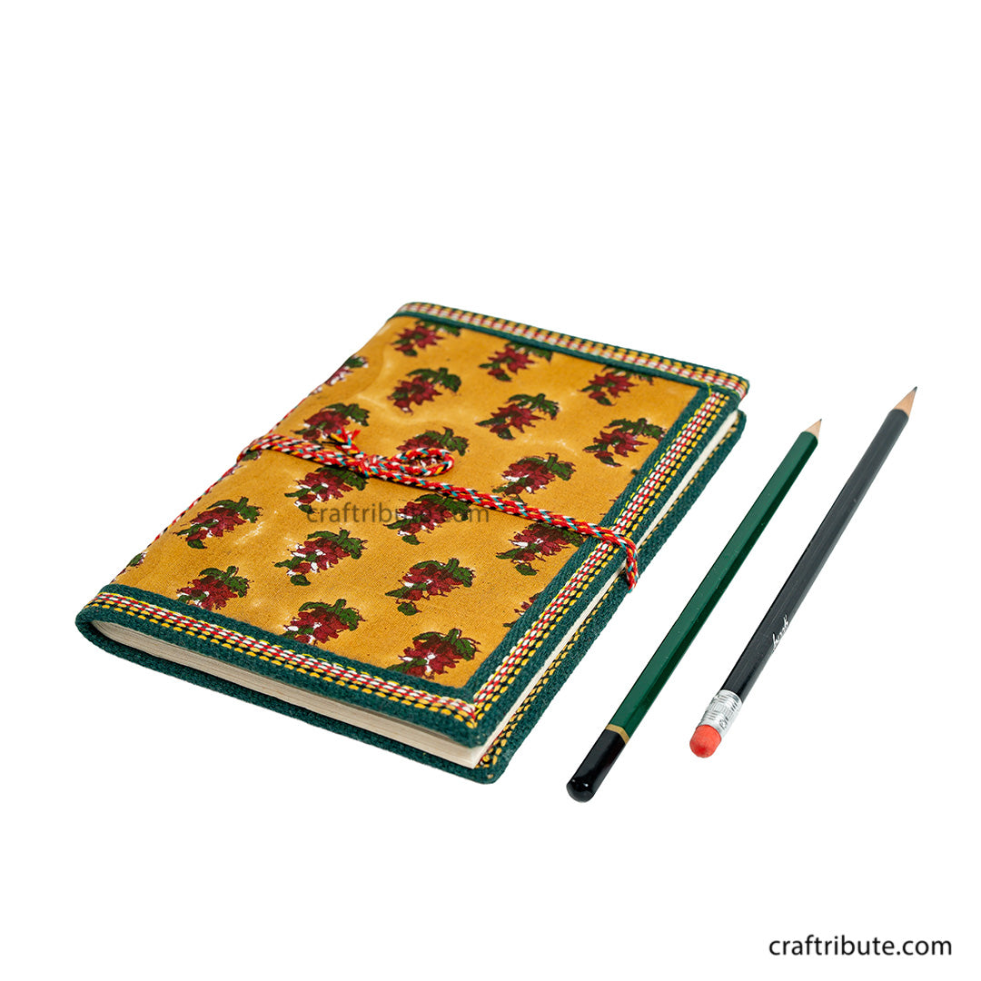 Hand stitched Notebook with String - Yellow Ochre