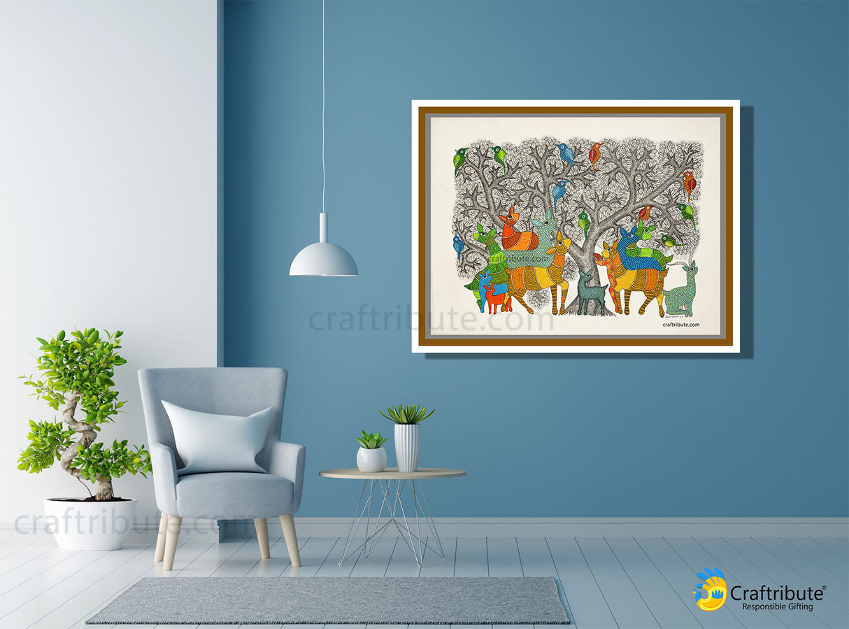 Gond Painting – Colourful Deer