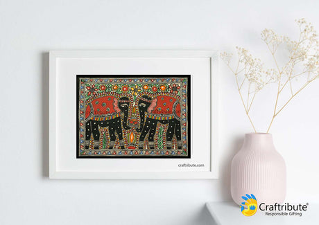 Madhubani Painting – Two Elephants