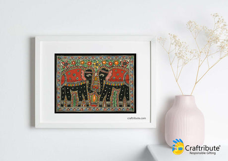 Madhubani Painting – Two Elephants