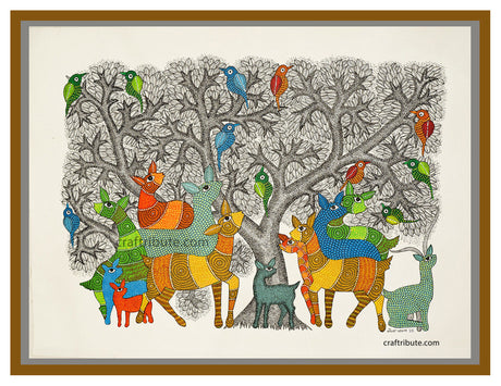 Gond Painting – Colourful Deer