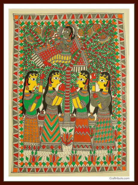 Madhubani Painting – Krishna Leela